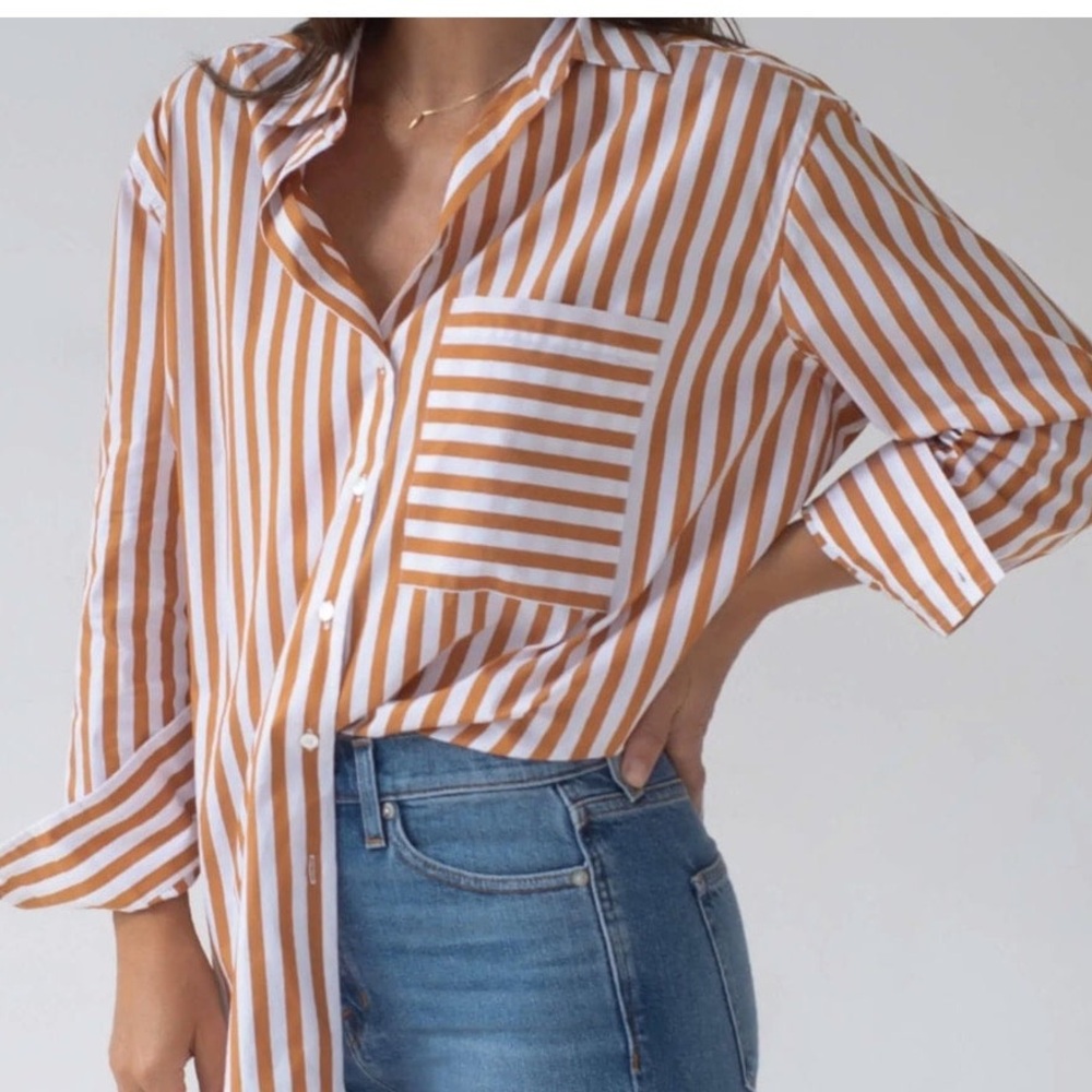 AYR Aperitif (burnt orange) & white The Deep End button up